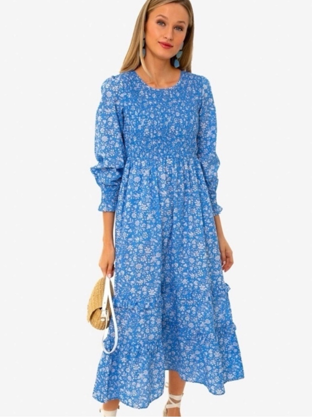 Tuckernuck Pink City Prints “Isabel” Blue Floral Maxi Dress, size M, like new
